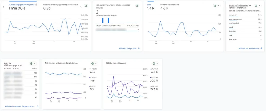 Synthèse de l'engagement - Google Analytics - Swebetech